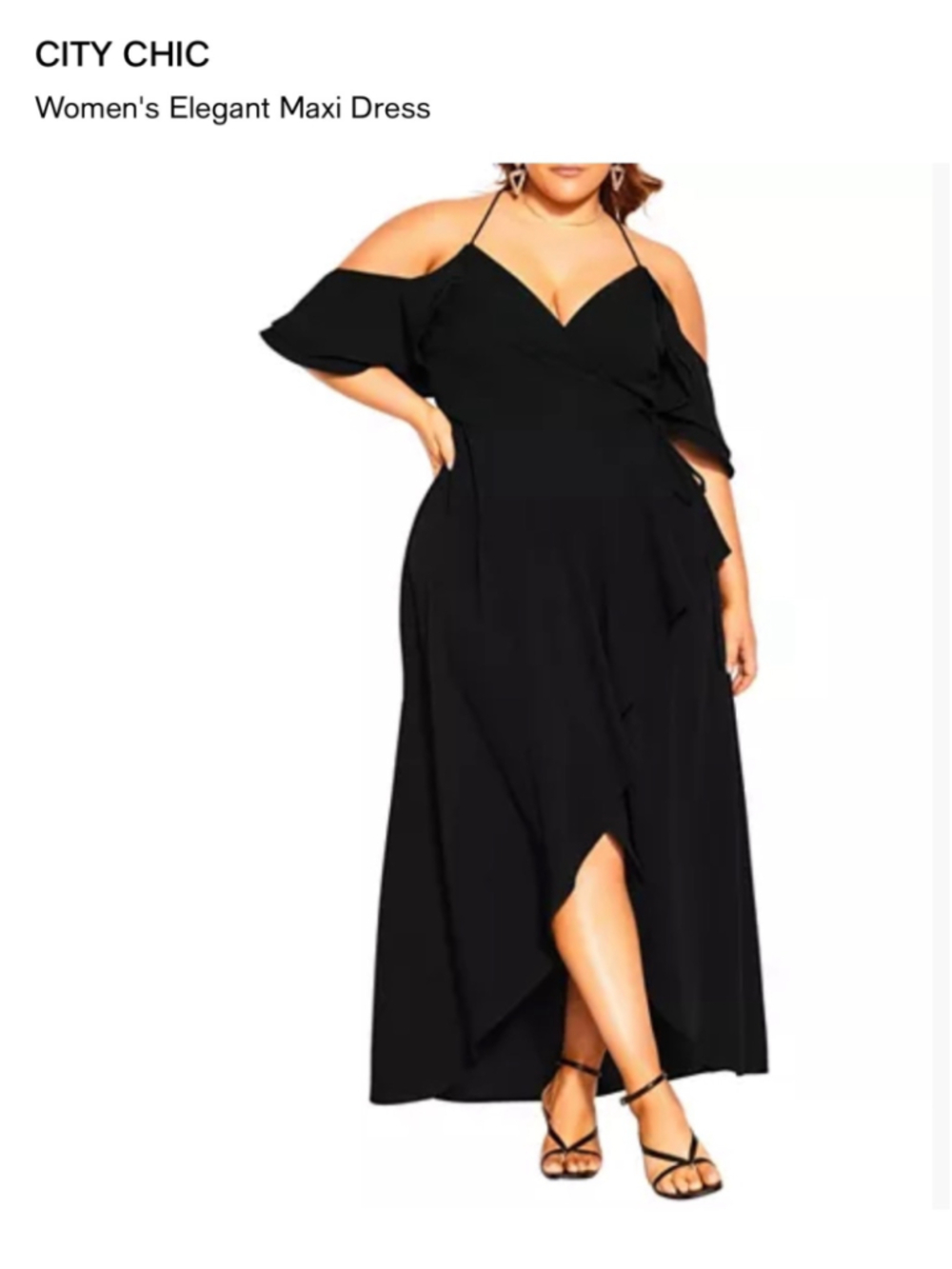 City Chic Women's Black Elegant Maxi Dress Size 20